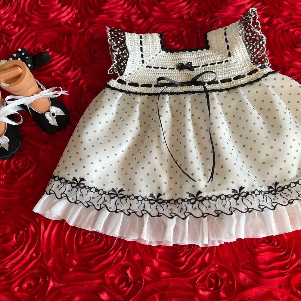 Newborn Baby Dress Set - White/Black